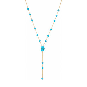 Rima Design Blue Marbled Bead Lariat Necklace