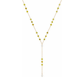 Rima Design Yellow Bead & Pearl Lariat Necklace