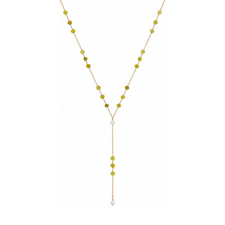 Rima Design Yellow Bead & Pearl Lariat Necklace
