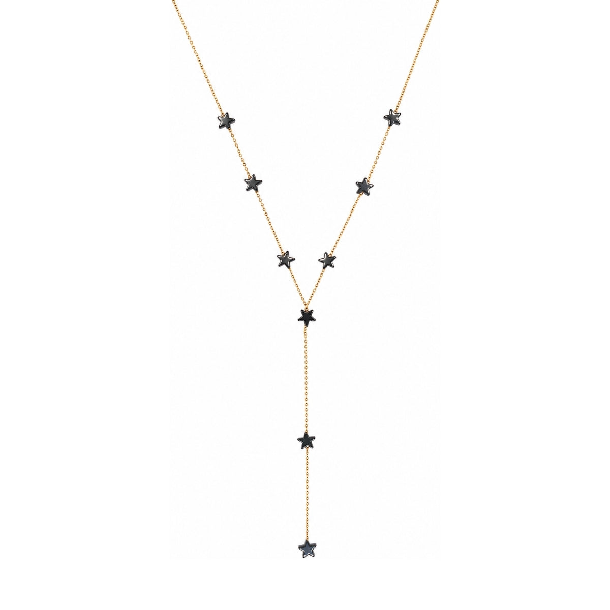 Rima Design Small Black Star Lariat Necklace