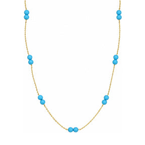 Rima Design Sky Blue Beads Station Necklace