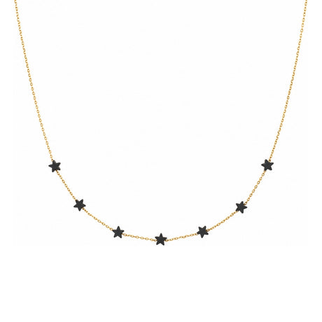 Rima Design Tiny Black Star Station Necklace