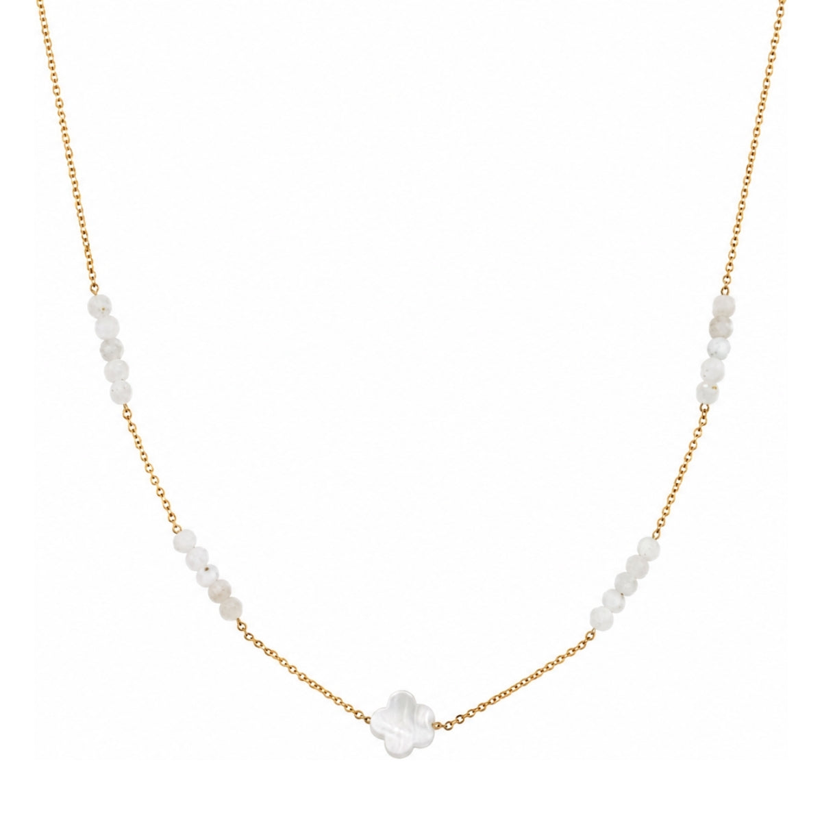 Rima Design White Flower Bead Station Necklace