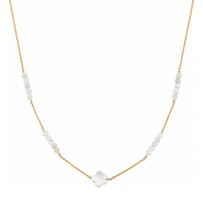 Rima Design White Flower Bead Station Necklace