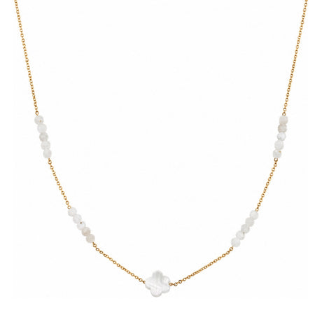 Rima Design White Flower Bead Station Necklace