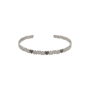 Rima Design Silver Hearts Cuff Bracelet with Zircon Stones