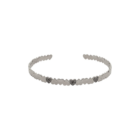 Rima Design Silver Hearts Cuff Bracelet with Zircon Stones