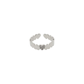 Rima Design Silver Hearts Open Ring with Zircon Stones