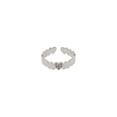 Rima Design Silver Hearts Open Ring with Zircon Stones