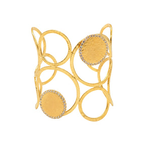 Rima Design Gold Open Circle Cuff Bracelet with Zircon Stones