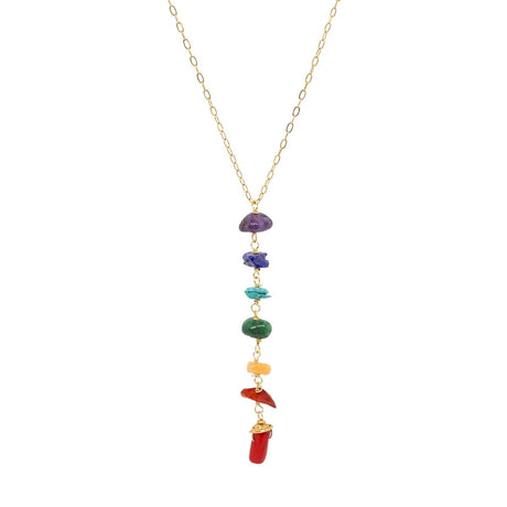 7 Chakra Gemstone Lariat Necklace