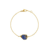 Raw Lapis Lazuli Gemstone Wire Wrapped Chain Bracelet