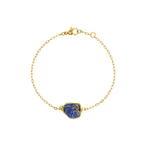 Raw Lapis Lazuli Gemstone Wire Wrapped Chain Bracelet