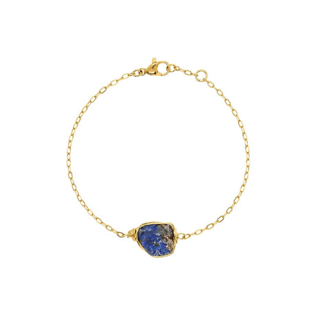 Raw Lapis Lazuli Gemstone Wire Wrapped Chain Bracelet