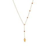 Raw Citrine Gemstone Station Lariat Necklace