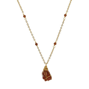 Raw Carnelian Gemstone Station Necklace