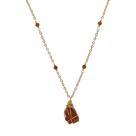 Raw Carnelian Gemstone Station Necklace