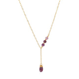 Raw Pink Tourmaline Gemstone Lariat Necklace