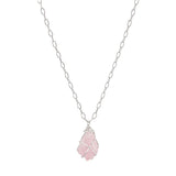 Raw Rose Quartz Wire Wrapped Silver Necklace
