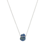 Raw Lapis Lazuli Wire Wrapped Silver Necklace