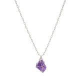 Raw Amethyst Wire Wrapped Silver Necklace