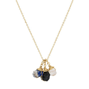 Libra Zodiac Raw Gemstone Trio Necklace