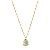Raw Aquamarine Gemstone Wire Wrapped Pendant Necklace