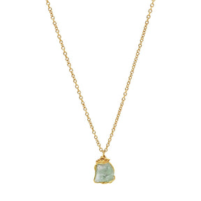 Raw Aquamarine Gemstone Wire Wrapped Pendant Necklace