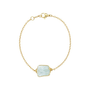 Raw Aquamarine Gemstone Wire Wrapped Chain Bracelet