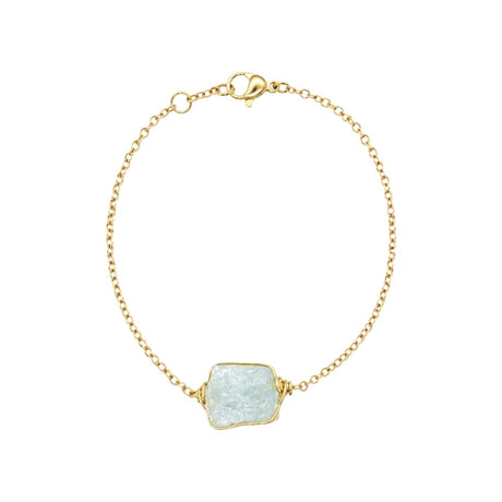 Raw Aquamarine Gemstone Wire Wrapped Chain Bracelet