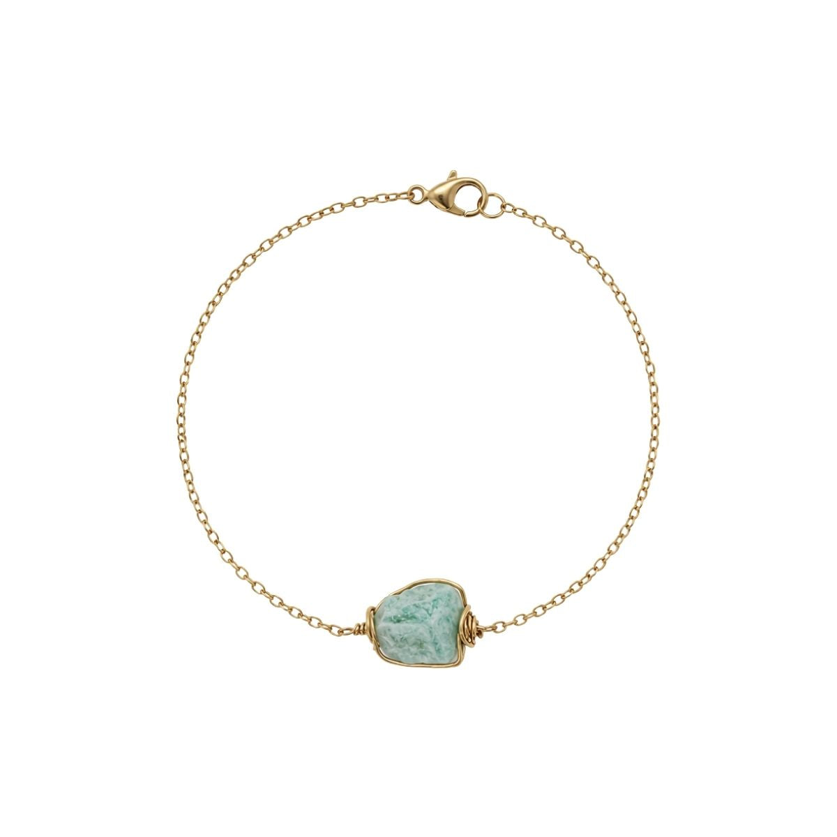 Raw Amazonite Gemstone Wire Wrapped Chain Bracelet