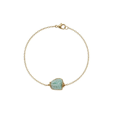 Raw Amazonite Gemstone Wire Wrapped Chain Bracelet