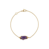 Raw Amethyst Wire Wrapped Chain Bracelet
