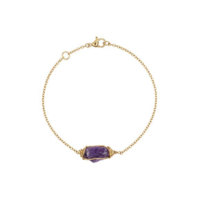 Raw Amethyst Wire Wrapped Chain Bracelet