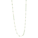 Green Jade Gemstone Beaded Station Long Necklace