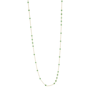 Green Jade Gemstone Beaded Station Long Necklace