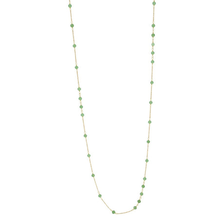 Green Jade Gemstone Beaded Station Long Necklace