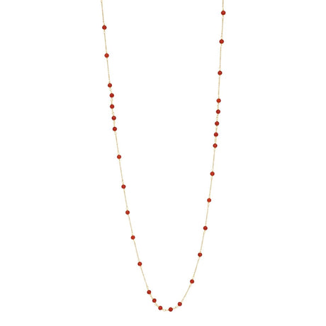 Carnelian Gemstone Beaded Station Long Necklace