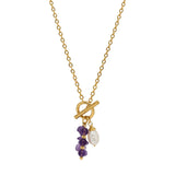 Amethyst Gemstone & Pearl Toggle Necklace 