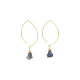 Raw Lapis Lazuli Gemstone Wire Wrapped Dangle Earrings