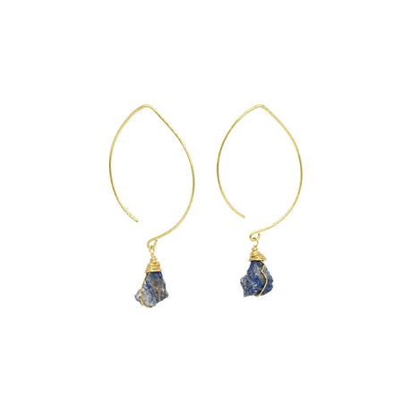 Raw Lapis Lazuli Gemstone Wire Wrapped Dangle Earrings