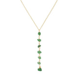 Green Jade Gemstone Chip Lariat Necklace