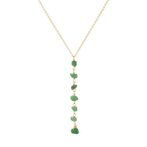 Green Jade Gemstone Chip Lariat Necklace