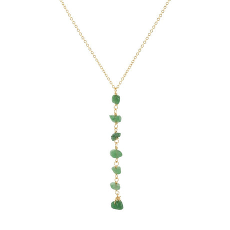 Green Jade Gemstone Chip Lariat Necklace