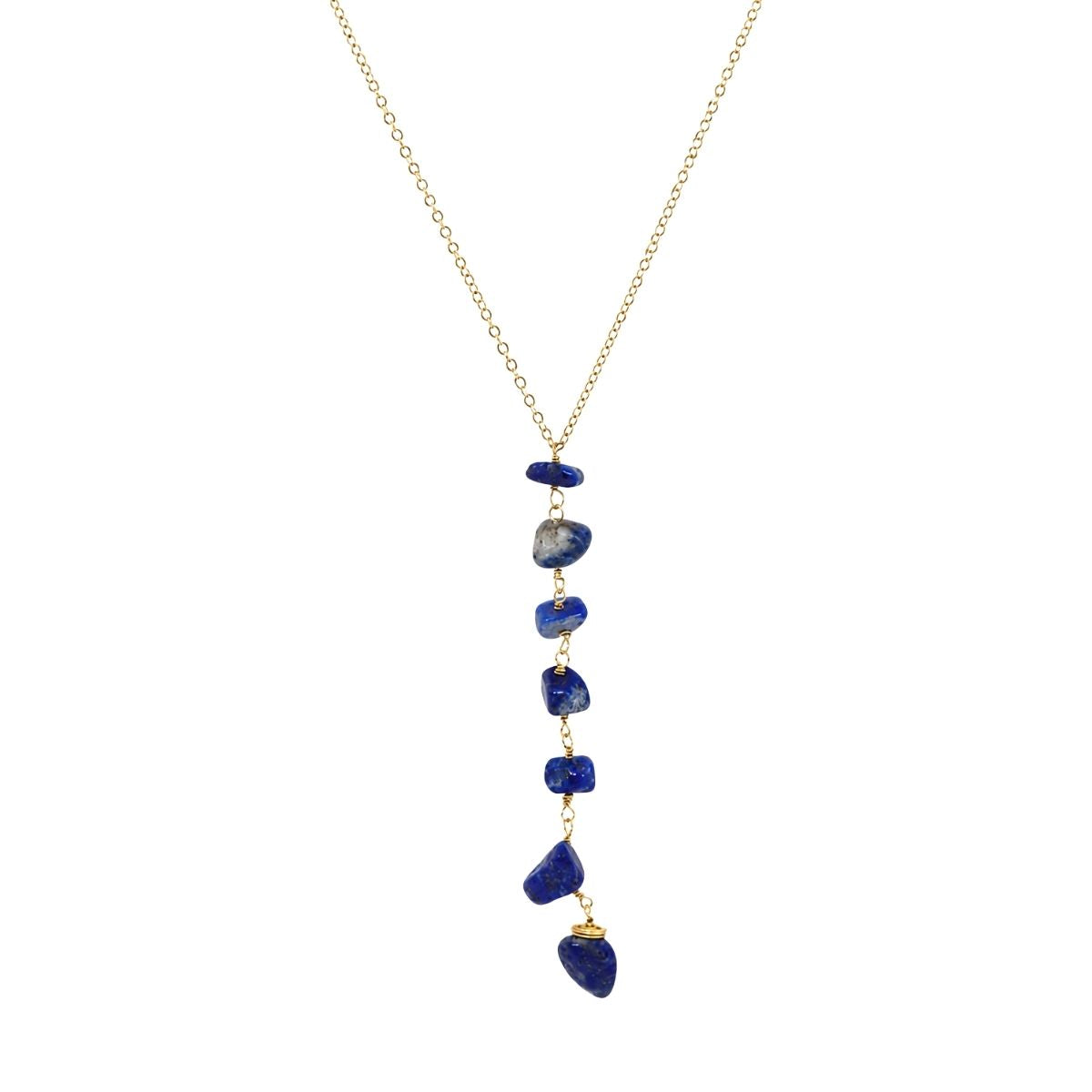 Lapis Lazuli Gemstone Chip Lariat Necklace