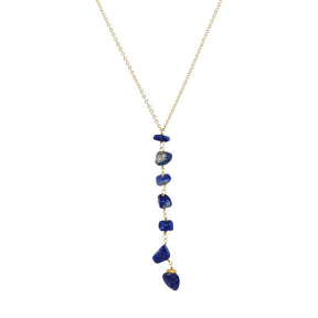 Lapis Lazuli Gemstone Chip Lariat Necklace