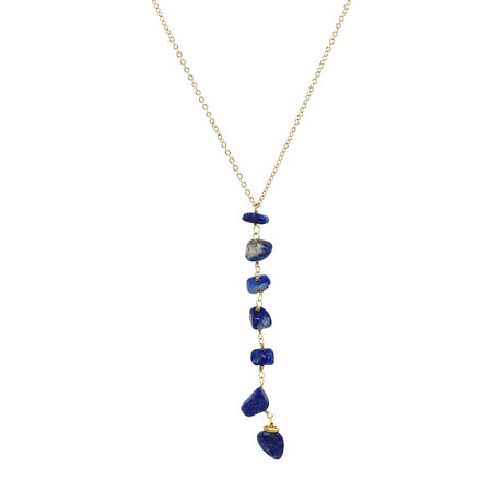 Lapis Lazuli Gemstone Chip Lariat Necklace