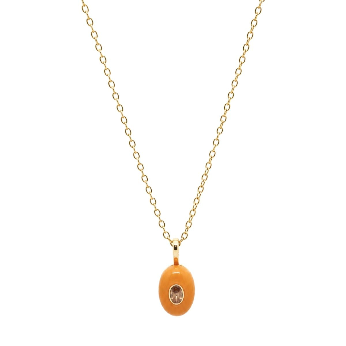 Citrine Gemstone Oval Pendant Necklace