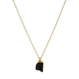 Raw Black Tourmaline Gemstone Wire Wrapped Pendant Necklace