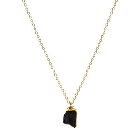 Raw Black Tourmaline Gemstone Wire Wrapped Pendant Necklace